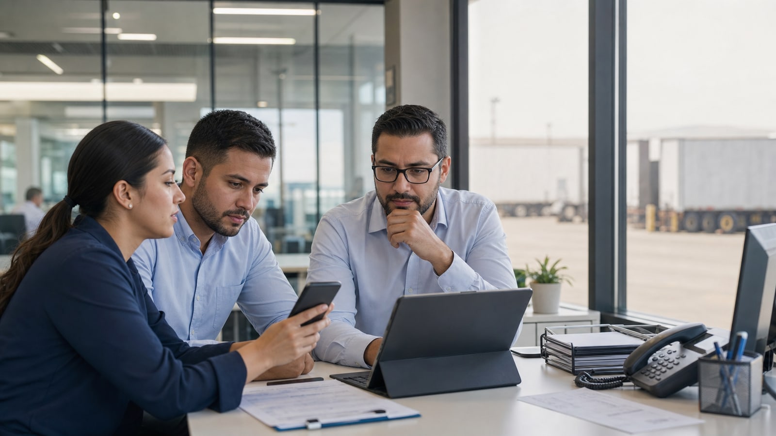 Equipo revisando una app móvil empresarial para operación local en Ciudad Juárez
